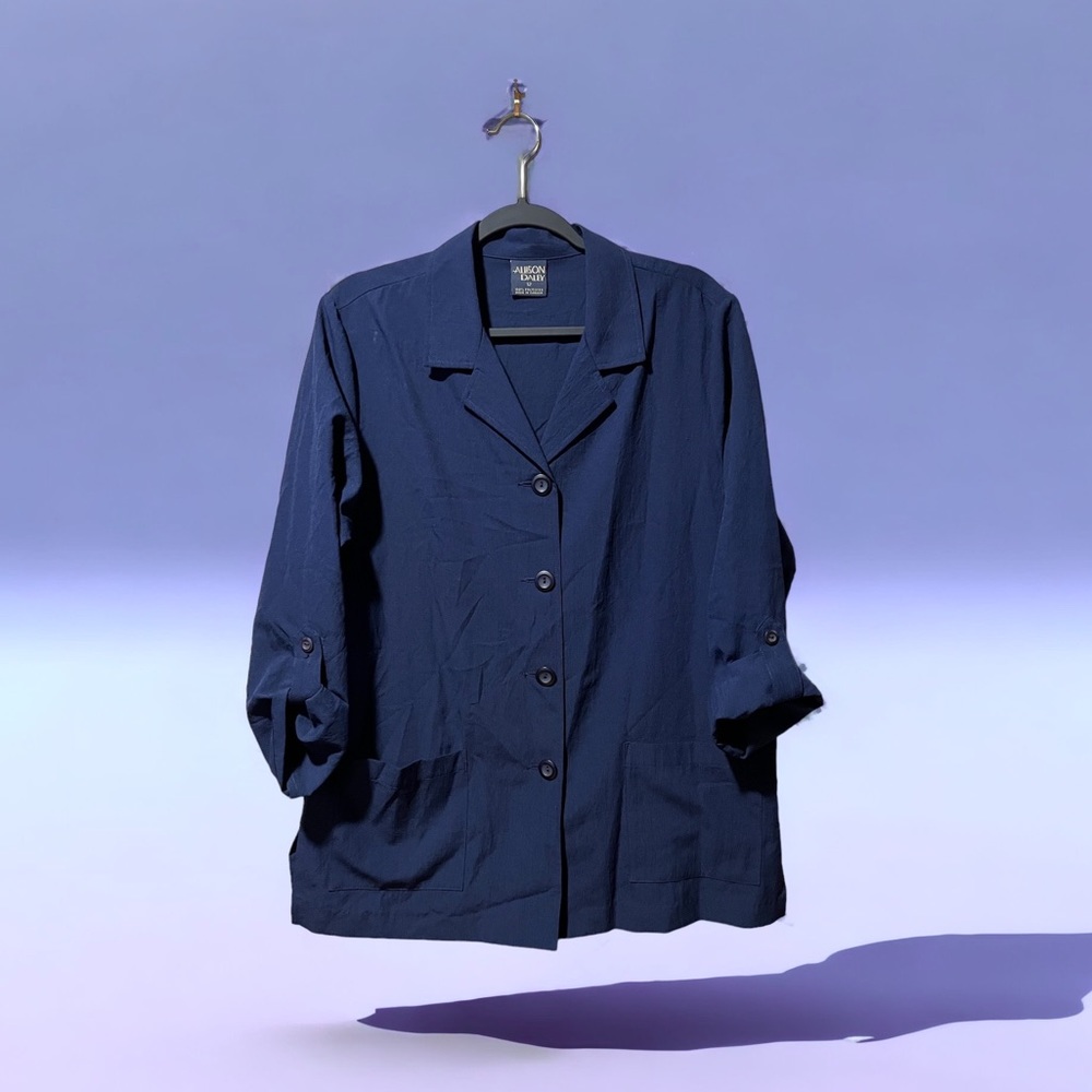 Allison Daley sz 12 Navy Blue Button-Up Top